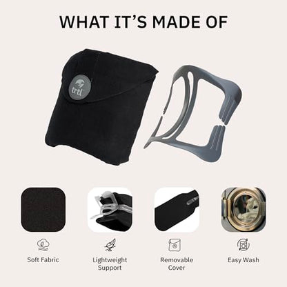 Trtl Pillow - Scientifically Proven, Super Soft Neck Support Travel Pillow for Airplanes - Lightweight and Machine Washable - Ergonomic Design for Traveling on Flights, Cars, and Trains - Black - color: Black