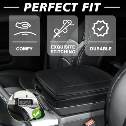 Center Console Armrest Cover Fit for Dodge Ram1500/2500/3500 2013-2018 Accessories, Comfort Armrest Pad Console Lid Cushion Vegan Leather 1-Inch Extra Thick(Bucket Seat ONLY) - size: 3) 13-18 |Ram1500/2500/3500| Bucket Seat, +Thick