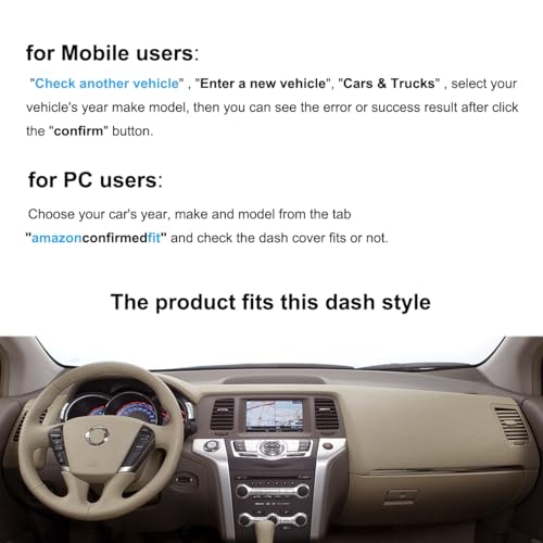 Dash Cover Mat Custom Fit for Nissan Murano with Speaker Cutout Dashboard Cap Pad Carpet Protector K307 (Beige)