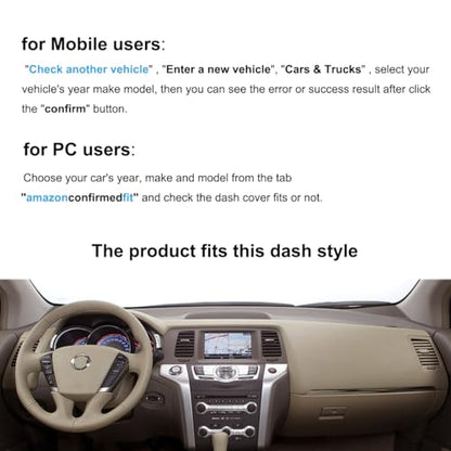 Dash Cover Mat Custom Fit for Nissan Murano with Speaker Cutout Dashboard Cap Pad Carpet Protector K307 (Beige)