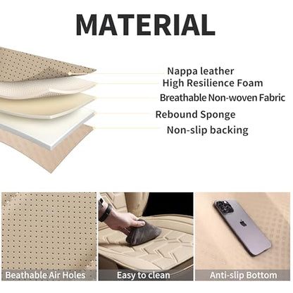 Leather car Seat Covers Breathable Car Seat Protector Front seat Covers Universal Fit for 95% Car Truck SUV Van Vehicles （Beige，2PCS） - color: Beige