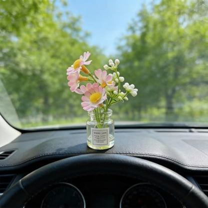 3-Pack Daisy Flower Car Decor, Cute Dashboard Mini Vase Set, for Rearview Mirror Cup Holder Desk Home Interior