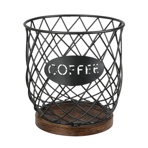 YINMIT K Cup Holder Organizer, Sturdy Coffee Pod Holder Organizer, 35 Kcup Large Capacity Storage Basket for Kitchen Counter and Office Desktop (Circular Grid) - color: Retro-Circular