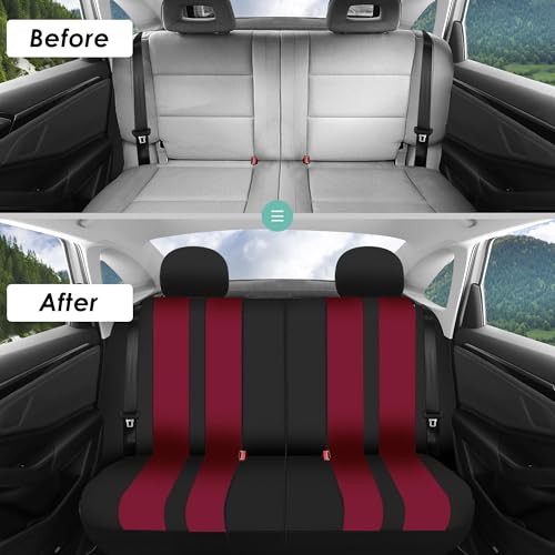 FH Group Striking Striped Car Seat Covers - Universal Fit, Washable Seat Covers for Cars, SUVs, Vans, Sedans, Burgundy, Rear Set - color: Burgundy, size: Rear Set