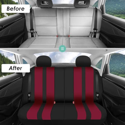 FH Group Striking Striped Car Seat Covers - Universal Fit, Washable Seat Covers for Cars, SUVs, Vans, Sedans, Burgundy, Rear Set - color: Burgundy, size: Rear Set