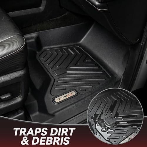 YITAMOTOR Floor Mats Compatible with 2014-2018 Chevy Silverado/GMC Sierra 1500 Crew Cab, 2015-2019 Silverado/Sierra 2500 HD/3500 HD Crew Cab, Custom Fit Liners, 1st & 2nd Row All-Weather Protection