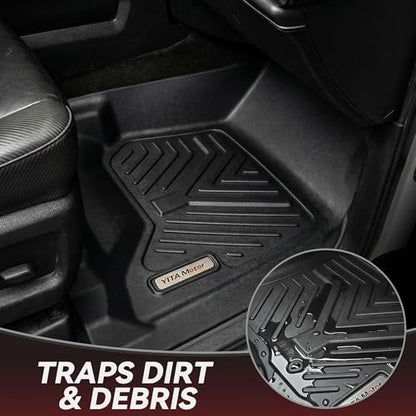 YITAMOTOR Floor Mats Compatible with 2014-2018 Chevy Silverado Double Cab 1500 / GMC Sierra 1500 Double Cab, 2015-2019 2500 HD/3500 HD, Custom Fit All Weather Floor Liners Accessories , 1st & 2nd Row - style: 2014-2018 & 2015-2019 Double Cab Bucket Seat