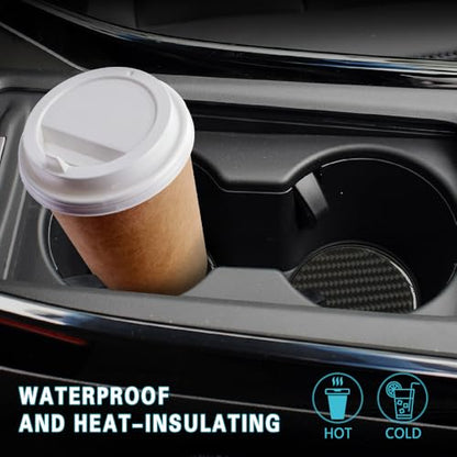 2PCS Car Cup Holder Coaster, Car Cup Insert Coaster, Carbon Fiber Non-Slip Vehicle Insert Bottle Pad, Auto Accessories 2.75 Inch Anti Slip Shockproof Embedded Drink Mat for Most Vehicles