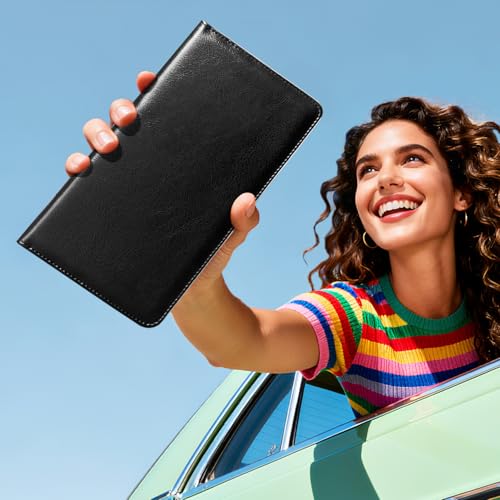 CoBak Car Registration and Insurance Holder - Vehicle Glove Box Car Organizer,Auto Truck Comparment Accessories Case with Magnetic Closure for Driver License,Cards - color: L-Cowhide Black