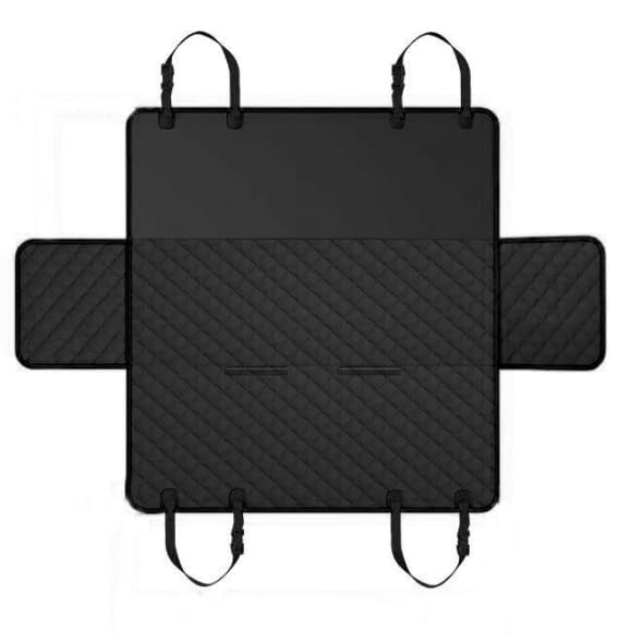 All-in-One Heavy Duty Waterproof Scratch-Proof Dog Back Seat Cover Hammock with Side Flaps, Adjustable & Portable, Easy Install for SUV/Trucks, Compatible with Child Car Seat - Black - color: Black