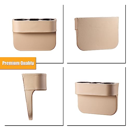 BEIGE Multifunctional Car Cup Holder Car Seat Organizer Gap Filler Bottle Phone Storage Organizer