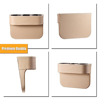 BEIGE Multifunctional Car Cup Holder Car Seat Organizer Gap Filler Bottle Phone Storage Organizer