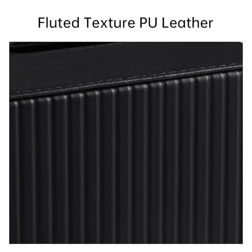 PU Leather Tissue Box Cover Square Tissue Box Holder with Magnetic Closure (Black Fluted) - color: Black Fluted