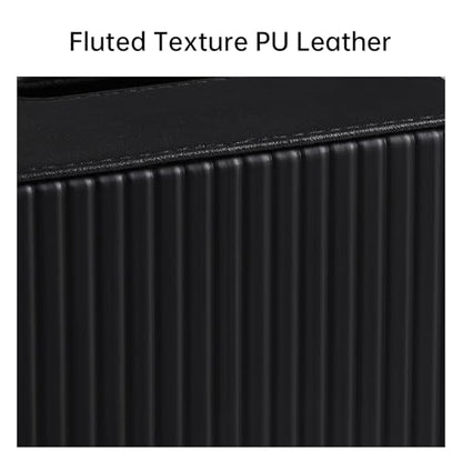 PU Leather Tissue Box Cover Square Tissue Box Holder with Magnetic Closure (Black Fluted) - color: Black Fluted