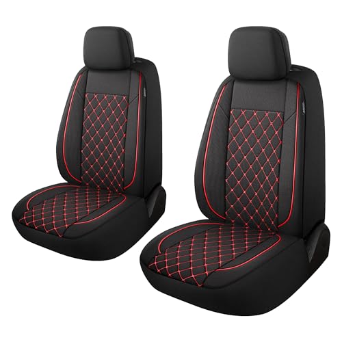 YGL Breathble Car Seat Covers Front Set, Washable Seat Covers for Cars, Premium Cloth Car Seat Protectors, Interior Covers for Cars, Sedan Van Truck SUV(Black/Red) - color: Black/Red, size: Front Set