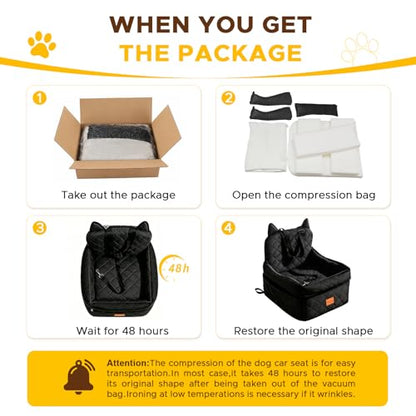 Dog Booster Car Seats for S/M Dogs Up to 35lbs,Pet Car Seat/Travel Bed with Washable&Removable Cover,Storage Pockets,Dog Safety Belt and Elevated Cushion Fits in Front/Back Seat - color: Black-Orange