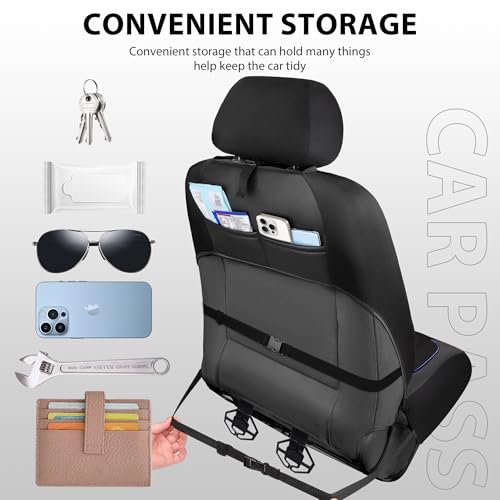 Outlet Leather Car Seat Covers Gel Wetsuit PU Front Seat Cover Waterproof EVA 2pcs All Weather Neoprene Universal Fit Pickup SUV Truck Sedan Automotive, Armrest Airbag Compatible, Rhombic Blue Strip - color: Black Blue, size: Front Seats