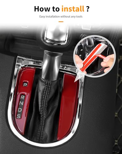 Interior Gear Shift Panel Frame Cover Trim Accessories Compatible with Ford Mustang 2015 2016 2017 2018 2019 2020 2021 2022 2023, Red