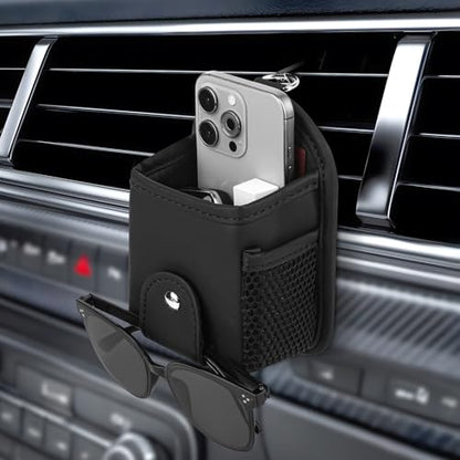 JEYODA Car Air Outlet Storage Bag, Vehicle Dashboard Pocket for Phone Power Pank Keys Money Cards, Double-Layer Storage Bag, Glasses Bag Storage Bag, Car Accessories