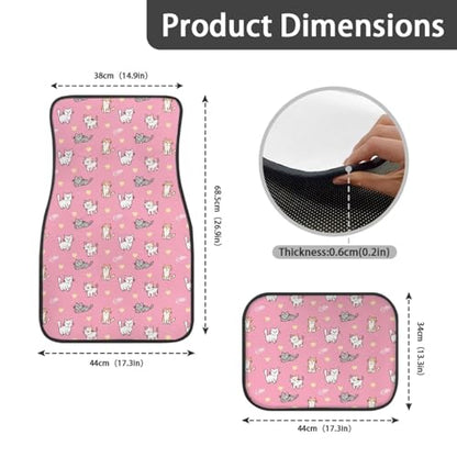 Cat Love Fish Bone Pink Automotive Floor Mats Front and Rear Car Mat Carpet Set 4 Pcs Fit for SUV,Vans,sedans,Trucks - color: Cat Love Fish Bone Pink