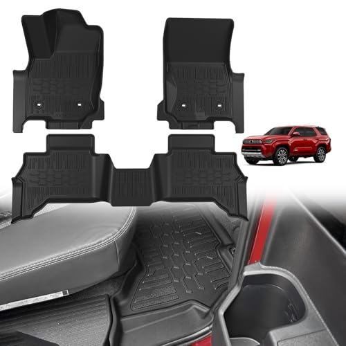 TripleAliners Fit for Toyota 2025 2026 4Runner Accessories Floor Mats All Weather Liners Custom Fit TPE Heavy-Duty 1st&2nd Row Waterproof Anti-Slip Floor Liners (Only for 5 Seats) Not for Hybrid Model - size: 4Runner | 5-Seat | 2025+
