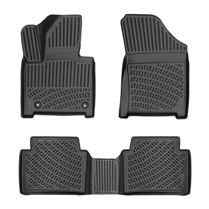RizLiner Hyundai Santa Fe Hybrid 2024-2026 5 Seats Floor Mats 3D Custom Fit Rubber Car Mats Laser Measured Floor Liners All Weather Heavy Duty Waterproof Odorless Non-Slip TPE (Front & Rear, Black) - size: Santa Fe Hybrid 2024 - 2026