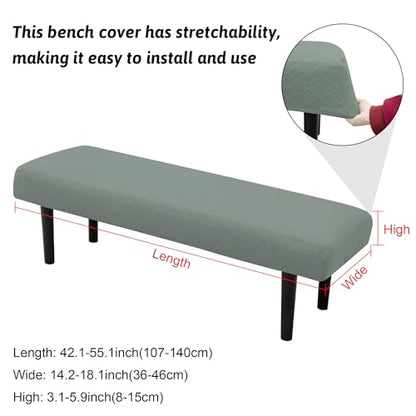 Stretch Bench Covers, Bench Seat Covers, Bench Cushions Covers, Printed Bench Seat Protector, Washable Bench Slipcover, Rectangle Bench Covers for Dining Room, Living Room, Kitchen(Argyle pea green) - color: Argyle Pea Green