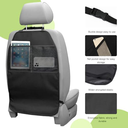2 PCS Back Seat Protector for Car, Large Kick Mat Auto Seat Cover with 2 Mesh Pockets, Waterproof Backseat Cover Premium Kick Protector for Most Vehicles, Car Accessories