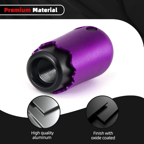 Ghost Shift Knob, Aluminum Weighted Automotive Gear Shift Manual knobs Lever with 3 Threaded Adapters M8 M10 M12 x 1.25, Universal for Vehicle Funny Cool Spooky Car Accessories (Purple) - color: Purple