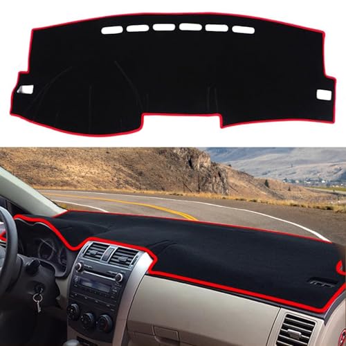 Blazeray Car Dashboard Cover Mat for Toyota Corolla 2007-2013 Left Hand Driving Non-Slip Dashboard Mat Pad Interior Accessories Custom Fit Dash Mat Sunshade Windshield Glare(Red Edge) - color: Red Edge, size: For Corolla 2007-2013