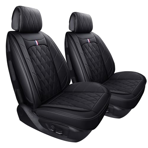 Aierxuan Front Captain Seat Covers Waterproof Leather Universal Compatible with Honda Civic CRV Toyota 4Runner Corolla Pilot Rogue Murano Pathfinder Armada Forte Cherokee (2 PCS Front, Black) - color: 2 PCS Front/Black