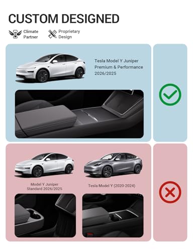 BASENOR 2026 2025 Tesla Model Y Juniper Center Console Side Anti-Kick Mats, Waterproof & Dust Resistant Protector Cover Front Seat for Tesla Model Y Accessories 2PCS (Premium & Performance 2026/2025)