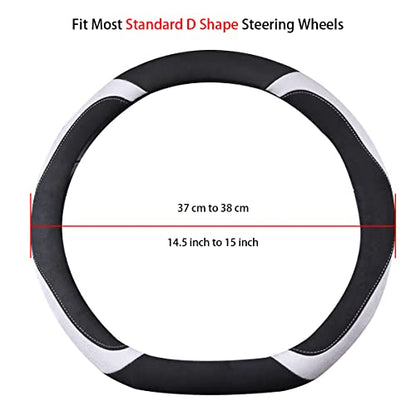 Soft D Shape Steering Wheel Cover, Warm Steering Wheel Cover Fashion Universal 15 inch, Gray