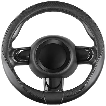 SEG Direct Steering Wheel Cover 14-14.25 inch (35.5-36 cm) Small Size, Microfiber Leather, Non-Slip Comfortable Grip, Fits Cars Prius Civic Model 3 Model Y Camaro, Black - color: Black, size: Small size [14''-14 1/4'']