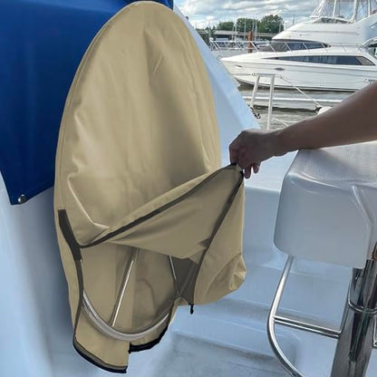 SavvyCraft Waterproof Boat Steering Wheel Covers, Heavy Duty Solution-Dyed 600D Fade-Resistant UV Protection Sailboat Yacht Marine Steering Wheel Protector Case, Vecro and Zipper Closure Beige 60" - color: Beige, size: 60" Wheel Diameter