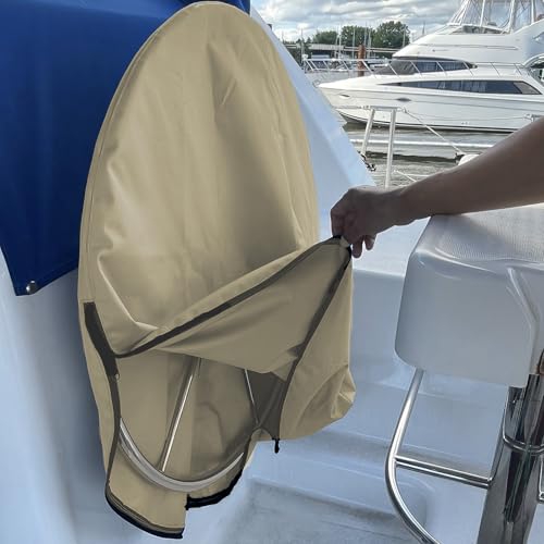 SavvyCraft Waterproof Boat Steering Wheel Covers, Heavy Duty Solution-Dyed 600D Fade-Resistant UV Protection Sailboat Yacht Marine Steering Wheel Protector Case, Vecro and Zipper Closure Beige 36" - color: Beige, size: 36" Wheel Diameter