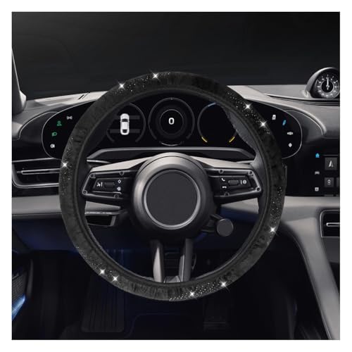 Bling Car Steering Wheel Cover, 15" Crystal Rhinestone Anti-Slip Auto Steering Wheel Protector, Soft Breathable Vehicle Interior Decorative Protector Accessories for Most Cars(Black) - color: Black