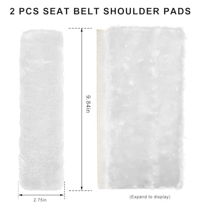 Sun Walker 2PCS Seat Belt Shoulder Pads, Fluffy Soft Plush Auto Seat Belt Pads for Protecting Your Neck & Shoulder, Comfortable Seatbelt Cover Warm Protective Cushion for Most Cars (White) - color: White