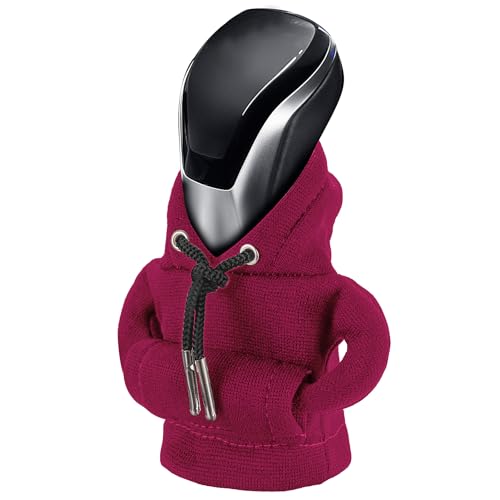 Gear Shift Hoodie Cover, Universal Car Shift Knob Hoodie, Mini Hoodie for Car Shifter, Automotive Interior Cute Gadgets, Car Accessories and Decorations - color: Red