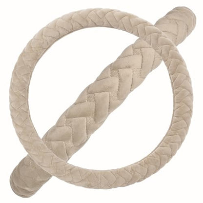 Flying Banner car Steering Wheel Cover Massage Velvet Warm Universal Size 15 inches SUV Truck Anti Slip Odorless Summer Winter (Beige, Velvet Massage) - color: Beige