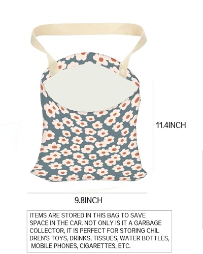 Car Garbage Can, Car Trash Bag, Car Garbage Bag, Hanging Car Trash Can for Car Accessories, Vehicle, Travelling, Camping, Cute Car Back Seat Organizer, Cute Grey Flowers - color: Cute Grey Flowers