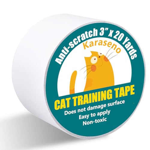 Karaseno Anti Cat Scratch Tape: 3 inches x 20 Yards Cat Training Tape, 100% Transparent Clear Double Sided Deterrent Tape Furniture Protector - size: 3 inches x 20 Yards
