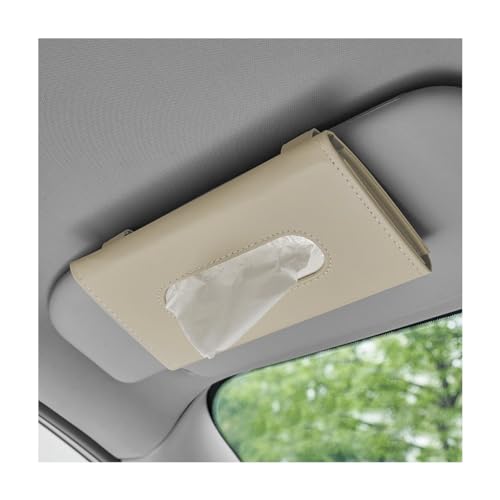 Car Tissue Holder, Leather Sun Visor Napkin Holder, Auto Backseat Tissue Mask Case Dispenser for Most Vehicles, Universal Interior Car Accessories Hanging Tissues (Beige) - color: Beige