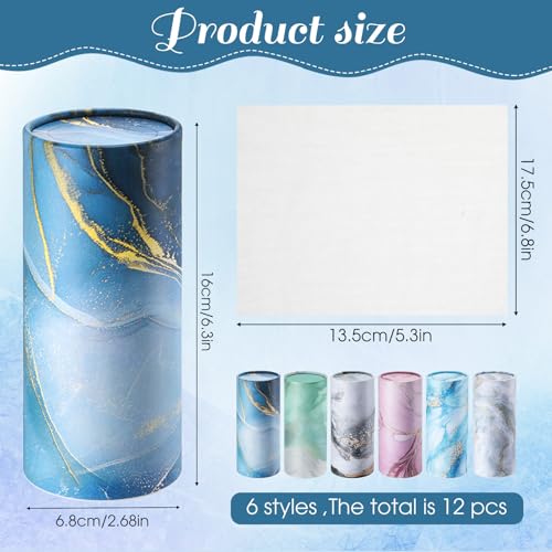Outus 12 Pcs Marble Car Tissues Cylinder Holder with 3 Ply Facial Tissue Bulk Round Tissue Holder Travel Tissues Boxes Container for Car Cup Wedding Birthday Party - style: Marble