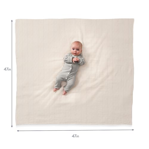 Itzy Ritzy Breastfeeding Boss Multi-Use Cover – A Nursing Cover, Swaddle, Car Seat Wrap, Tummy Time Mat & Burp Cloth All in One – Made of Soft Muslin Fabric & Measures 47” x 47” (Taupe Stripe) - color: Taupe Stripe