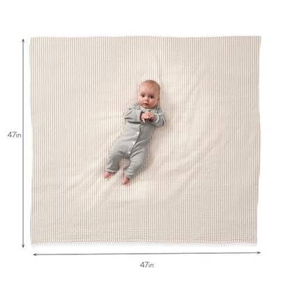 Itzy Ritzy Breastfeeding Boss Multi-Use Cover – A Nursing Cover, Swaddle, Car Seat Wrap, Tummy Time Mat & Burp Cloth All in One – Made of Soft Muslin Fabric & Measures 47” x 47” (Taupe Stripe) - color: Taupe Stripe