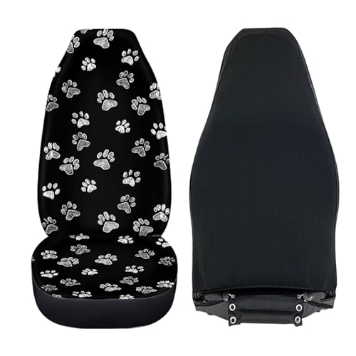Dreaweet White Dog Paw Print Car Seat Covers for Women 2 Front Set Cute Car Accessories Washable Front Seat Cover Universal Fit Most Vehicle SUV Sedan Trucks - color: White Dog Paw Print