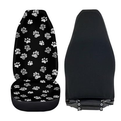 Dreaweet White Dog Paw Print Car Seat Covers for Women 2 Front Set Cute Car Accessories Washable Front Seat Cover Universal Fit Most Vehicle SUV Sedan Trucks - color: White Dog Paw Print