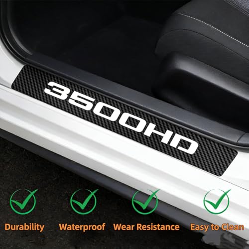 4Pcs Car Door Sill Protector Door Sill Scuff Plate Stickers Compatible with Sierra 3500HD (White) - color: 3500HD (White)