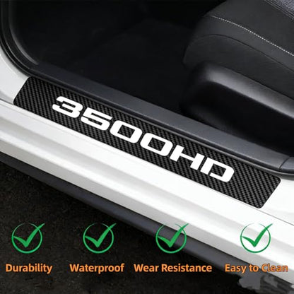4Pcs Car Door Sill Protector Door Sill Scuff Plate Stickers Compatible with Sierra 3500HD (White) - color: 3500HD (White)